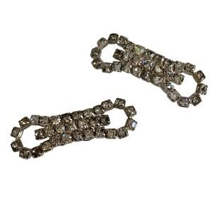 Vintage 50s Silver Rhinestone Shoe or Purse Clips Bridal Glam Coquette